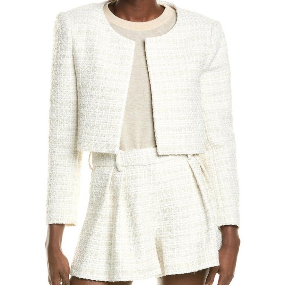 BCBG Cream Textured Women's Cropped Blazer